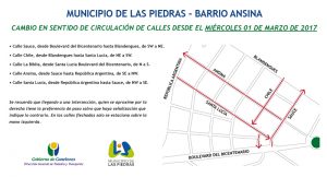 comunicado sobre cambio de sentido en barrio ansina - marzo 2017